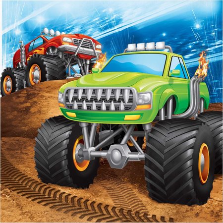 CREATIVE CONVERTING Monster Truck Napkins, 6.5", 192PK 339804